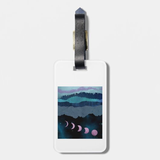 Roze Maan Fases Landschap Bagagelabel (Achterkant verticaal)