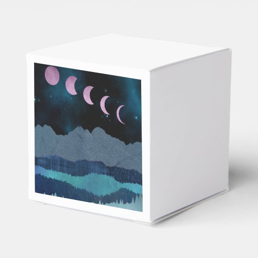 Roze Maan Fases Landschap Bedankdoosjes (Achterkant)
