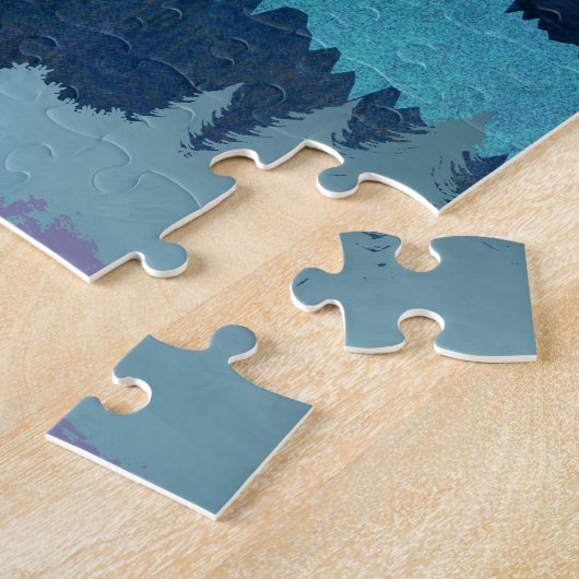 Roze Maan Fases Landschap Legpuzzel (Zijkant)