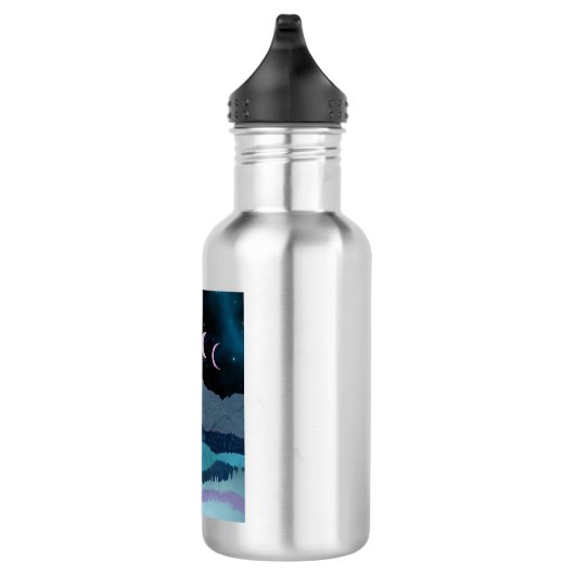 Roze Maan Fases Landschap Waterfles (Rechts)