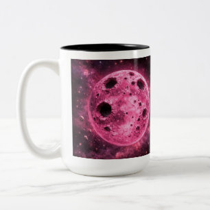 Roze Maan met Asteroïde Gaten Tweekleurige Koffiemok