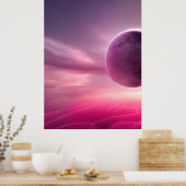 Roze maan - Roze plancanvas Poster (Keuken)