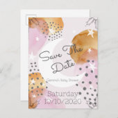 Roze maan slaat de datum op aankondigingskaart (Voorkant / Achterkant)