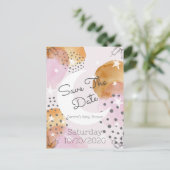 Roze maan slaat de datum op aankondigingskaart (Staand voorkant)