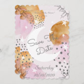 Roze maan slaat de datum op save the date (Voorkant / Achterkant)