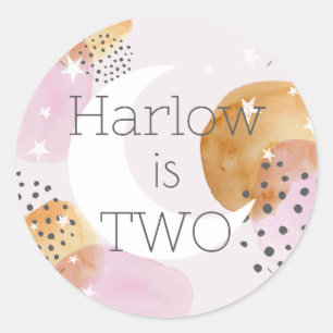 Roze Maan twee de maan Ronde Sticker
