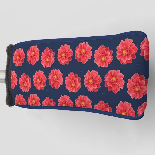 Roze maanbloem op blauw golfheadcover (Voorkant)