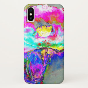 Roze maandop, waterverf bloemschilderij iPhone x hoesje