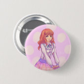 Roze Macaron Girl Ronde Button 5,7 Cm (Voorkant /achterkant)