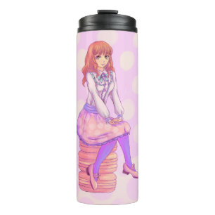 Roze Macaron Girl Thermosbeker