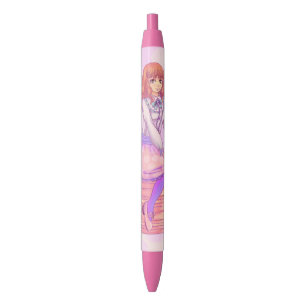 Roze Macaron Girl Zwarte Inkt Pen