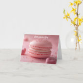 Roze Macaron met Harten Valentijns's Groet Kaart (Gele Bloem)