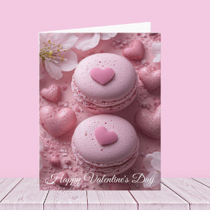 Roze Macarones met Harten Valentijns's Groet Kaart