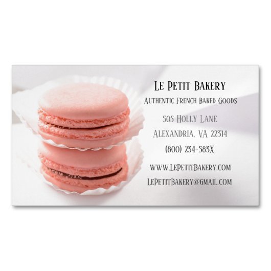 Roze Macarons Food Pastry Chef Bakkerij Baker Magnetisch Visitekaartje (Voorkant)