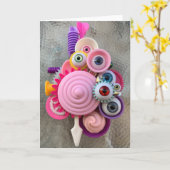 Roze machine kaart (Gele Bloem)