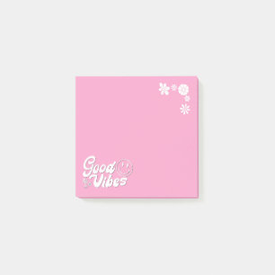 Roze Macht: Groovy 70s Stijl Goede Vibes en Bloem Post-it® Notes