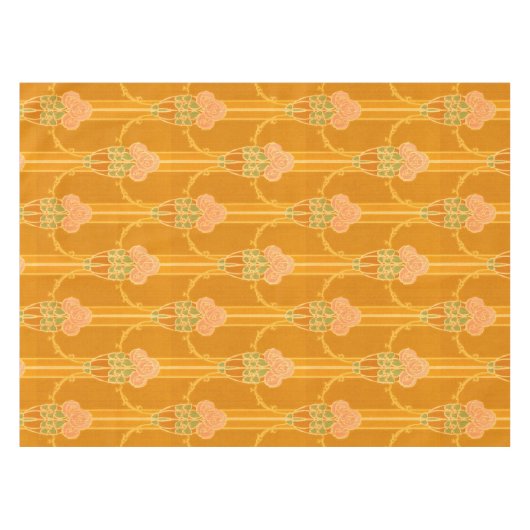  Roze Mackintosh Style Roos Cluster Patroon Tafelkleed (Voorkant (Horizontaal))
