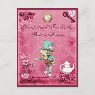 Roze Mad Hatter Wonderland Tea Party Vrijgezellenf Kaart