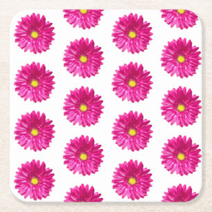 Roze Madelief Bloemenserviettenringen Vierkante Kartonnen Onderzetter