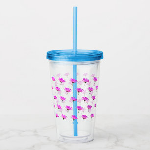 Roze Madeliefje Acryl Drinkbeker