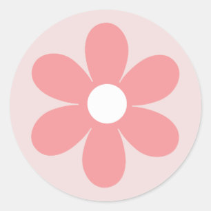 roze madeliefje boho bloemige verjaardag ronde sticker