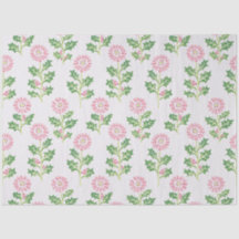 Roze madeliefje en hulst kersttissuepapier wit