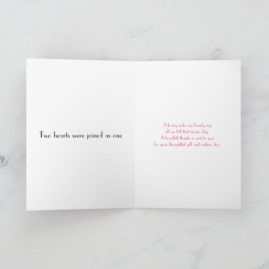 Roze Madeliefje Zwart Wit Stip Trouw Dank Je Wel Bedankkaart (Binnen)