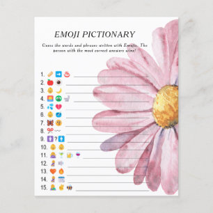 Roze madeliefjes baby shower Emoji pictionary spel