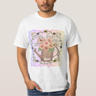 Roze madeliefjes bloemen waterkan t-shirt