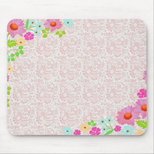 Roze madeliefjes en kant patroon land muismat