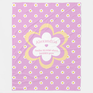 Roze madeliefjesketting 60 x 80 fleece deken
