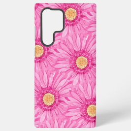 Roze madeliefjespatroon - groot samsung galaxy hoesje