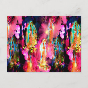 ROZE MADONNA VAN GUADALUPE IN KERSENBLOESEMS BRIEFKAART