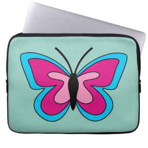 Roze magenta blauwe vlinder laptop sleeve