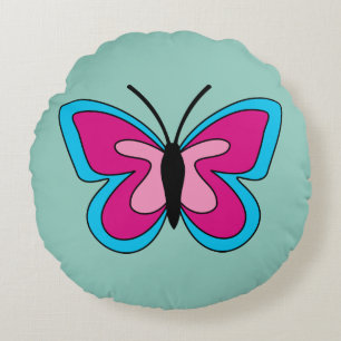 Roze magenta blauwe vlinder rond kussen