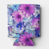 Roze Magenta Blue Floral Pattern Blikjeskoeler (Achterkant)