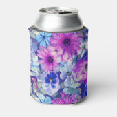 Roze Magenta Blue Floral Pattern Blikjeskoeler (Blikje Achterkant)