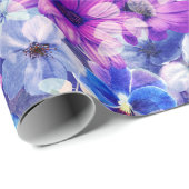 Roze Magenta Blue Floral Pattern Cadeaupapier (Rol Hoek)