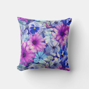 Roze Magenta Blue Floral Pattern Kussen