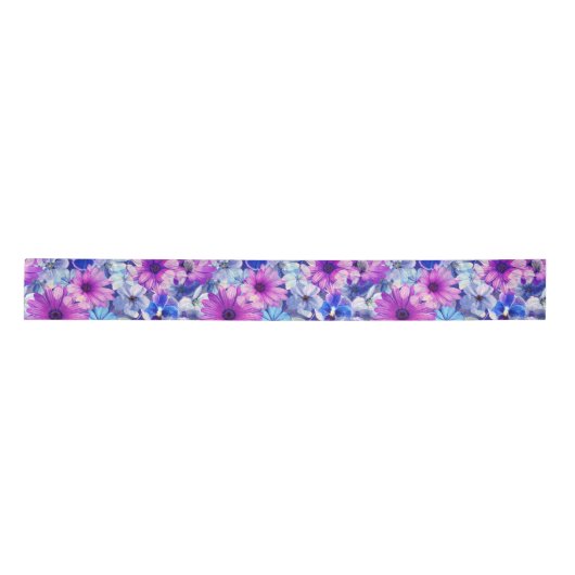 Roze Magenta Blue Floral Pattern Lint (Voorkant)