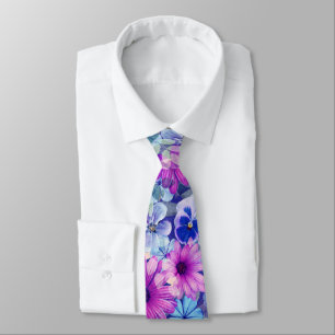 Roze Magenta Blue Floral Pattern Stropdas