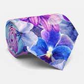 Roze Magenta Blue Floral Pattern Stropdas (Opgerold)