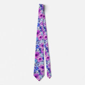 Roze Magenta Blue Floral Pattern Stropdas (Voorkant)