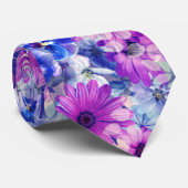 Roze Magenta Blue Floral Pattern Stropdas (Opgerold)