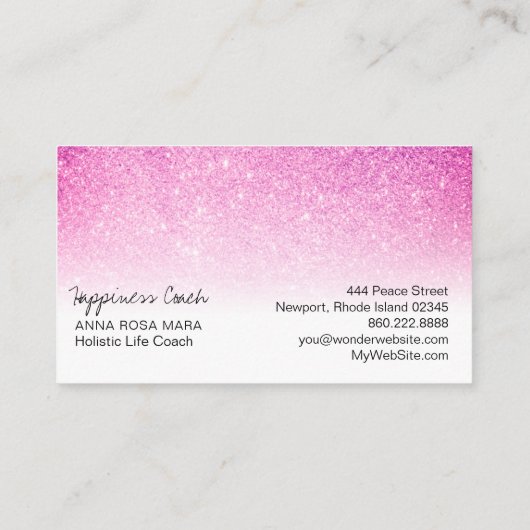 *~* Roze Magenta Blue White Ombre gradiënt Glitter Visitekaartje (Achterkant)