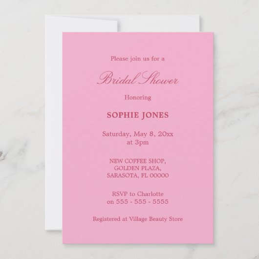 Roze magenta Bridal Shower Kaart (Voorkant)