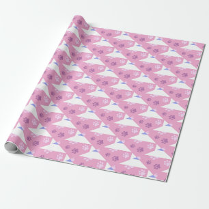 Roze, Magenta en Witte Poot Print Wrapping Cadeaupapier