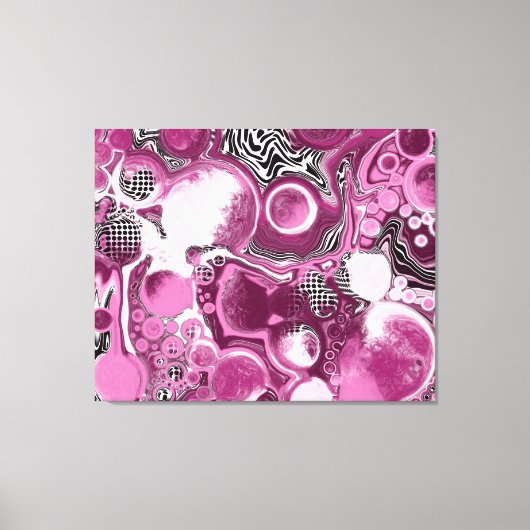 Roze, magenta en zwart-witvormig kunstkleurmateria canvas afdruk (Voorkant)