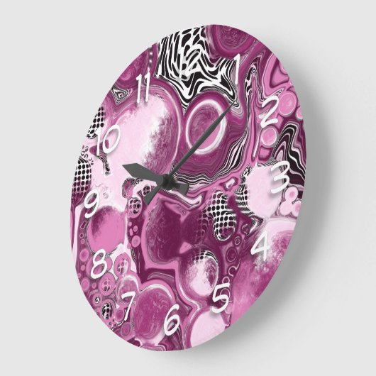 Roze, magenta en zwart-witvormig kunstkleurmateria grote klok (Hoek)