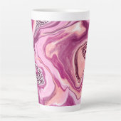 Roze, magenta en zwart-witvormig kunstkleurmateria latte mok (Voorkant)